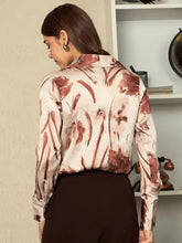 Load image into Gallery viewer, Women's Spread Collar Abstract Printed Silk Casual Shirt