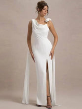 Load image into Gallery viewer, TRAQUILA Women's Cowl Neck Applique Backless Maxi Party Dress