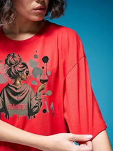 Load image into Gallery viewer, DressBerry Graphic Printed Round Neck Oversized Cotton T-shirt