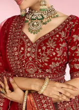 Load image into Gallery viewer, Berry Red Embroidered Bridal Lehenga
